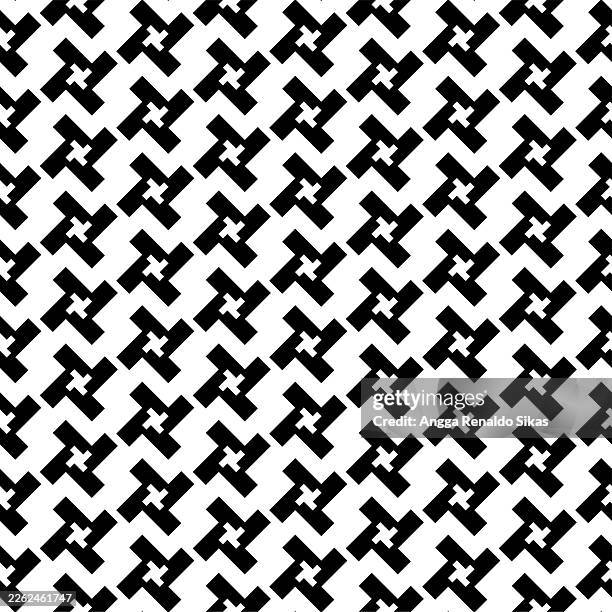 black and white houndstooth fabric seamless pattern - houndstooth pattern vector stock illustrations