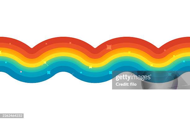 rainbow curve wave wavy flowing background - rainbow glitter stock illustrations