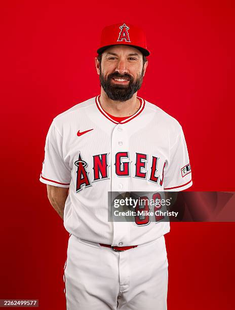 Adam Eaton of the Los Angeles Angels at Tempe Diablo Stadium on February 18, 2026 in Tempe, Arizona.