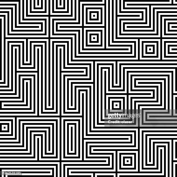 black triangular striped squares pattern, on white background - impossible triangle stock illustrations