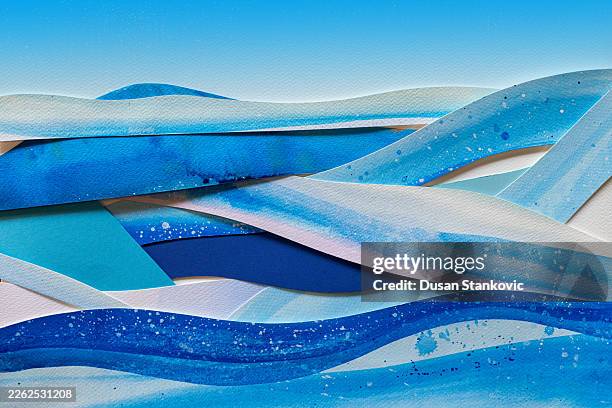 symmetrical coastal art with textured fluid shapes - ocean current stock illustrations