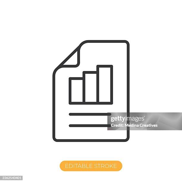 data analytics document icon. editable stroke thin line icon - folder tab vector stock illustrations