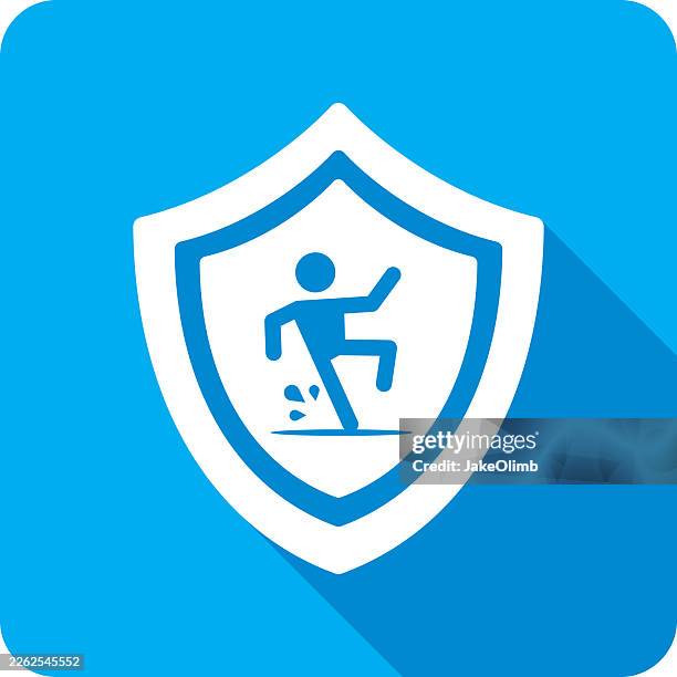 shield danger slippery icon silhouette - slippery road sign stock illustrations