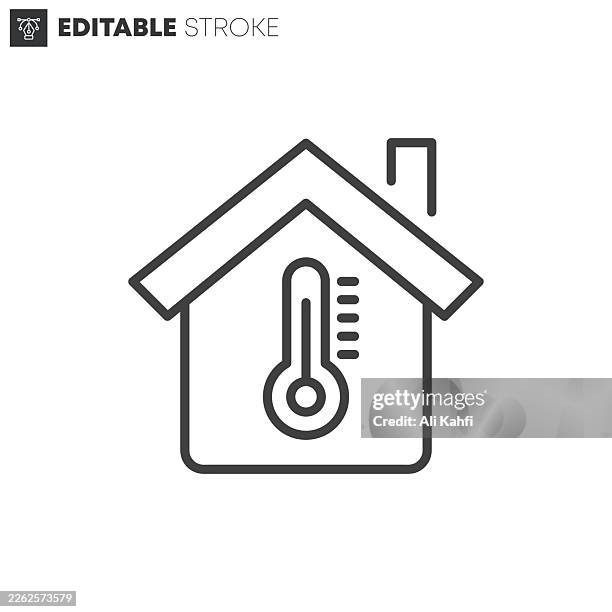 home temperature thin line icons collection. editable stroke. vector illustration. - exercise hot weather stock illustrations