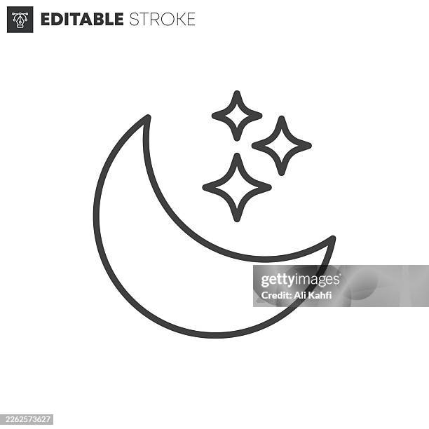 night mode thin line icons collection. editable stroke. vector illustration. - cold weather workout stock illustrations