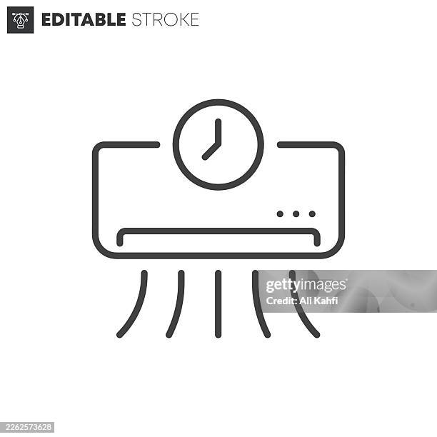 ac timer thin line icons collection. editable stroke. vector illustration. - cold weather workout stock illustrations