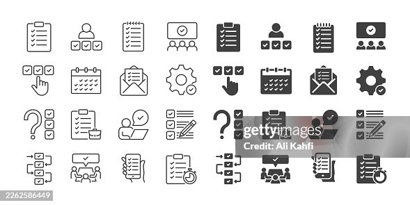 Task icons collection. Editable stroke. Thin line and glyph solid style series icons Task icons collection. Editable stroke. Thin line and glyph solid style series icons