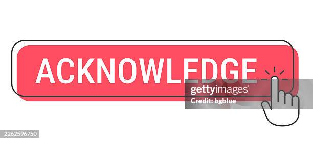 acknowledge - click button with hand cursor on white background - hand flat open stock illustrations