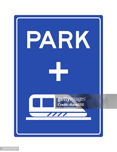park & ride road sign - commuter train stock illustrations
