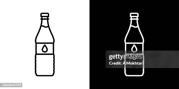 glass drink bottle icon. - packaging design plastic stock illustrations