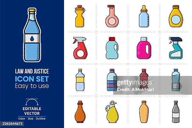 illustrations, cliparts, dessins animés et icônes de collection d’icônes de bouteilles. - parfum flacon
