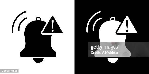 warning bell icon. - notification bell stock illustrations