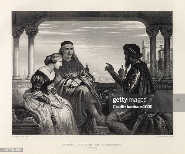 othello relating his adventures from othello, by william shakespeare - bad actor stock illustrations