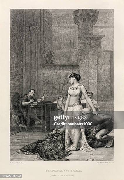 cleopatra and caesar from anthony and cleopatra, by william shakespeare - cordelia fictional character stock illustrations