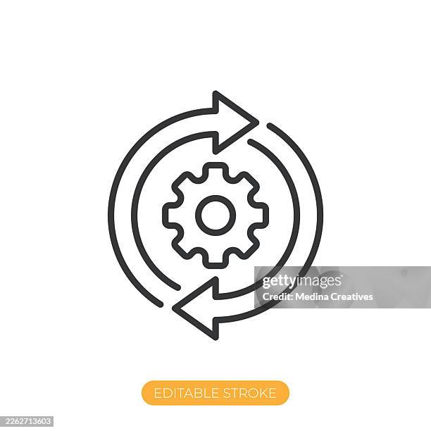 process automation icon. editable stroke thin line icon - adjusting stock illustrations
