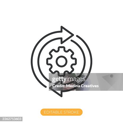 Process automation icon. Editable stroke thin line icon Process automation icon. Editable stroke thin line icon