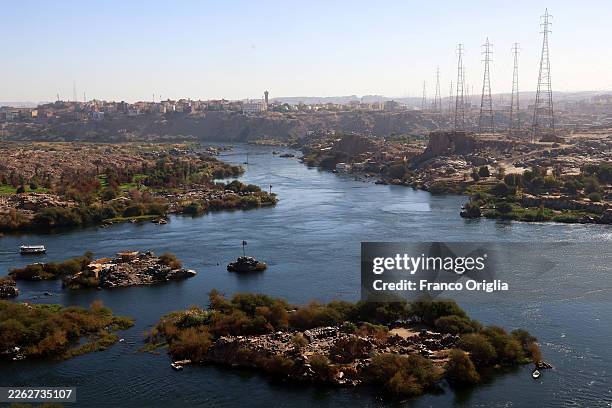 View of the Nile on February 20, 2026 in Aswan, Egypt. Tourism in Egypt is one of the leading sources of income, a vital component of the national...