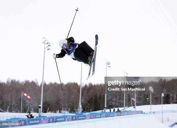 Ben Harrington of Team New Zealand competes in the qualification round during the Men's Freeski Halfpipe on day fourteen of the Milano Cortina 2026...