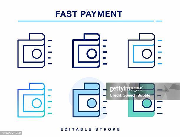 fast payment line icon. editable stroke. vector icon. - easy banking stock illustrations