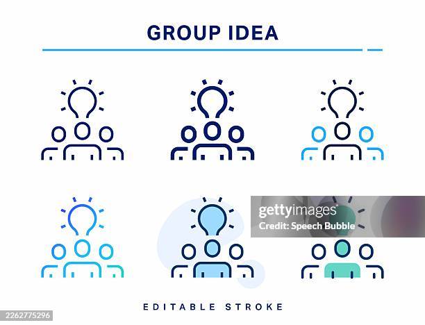 group idea line icon. editable stroke. vector icon. - client service stock illustrations