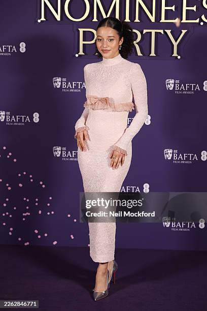 Chase Infiniti attends the 2026 EE BAFTA Film Awards Nominees' Party at the National Gallery on February 21, 2026 in London, England.