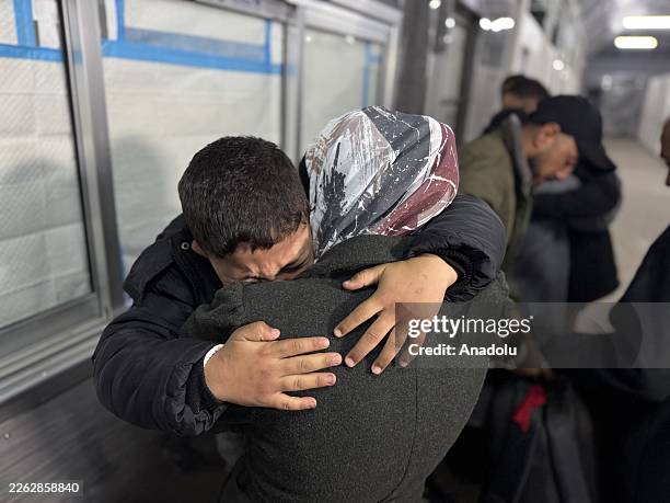 Group of Palestinians arrive at Nasser Hospital in the city of Khan Yunis, Gaza, crossing through the Rafah Border Crossing after Israel granted...