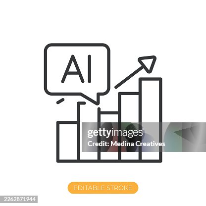 AI predictive analytics icon. Editable stroke thin line icon AI predictive analytics icon. Editable stroke thin line icon