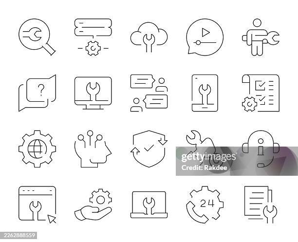 technical support - thin line icons - admin assistant stock illustrations