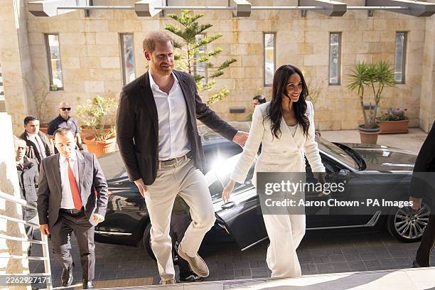The Duke and Duchess of Sussex arrive to attend a World Health Organisation roundtable with key donors and humanitarian partners in Amman, Jordan....