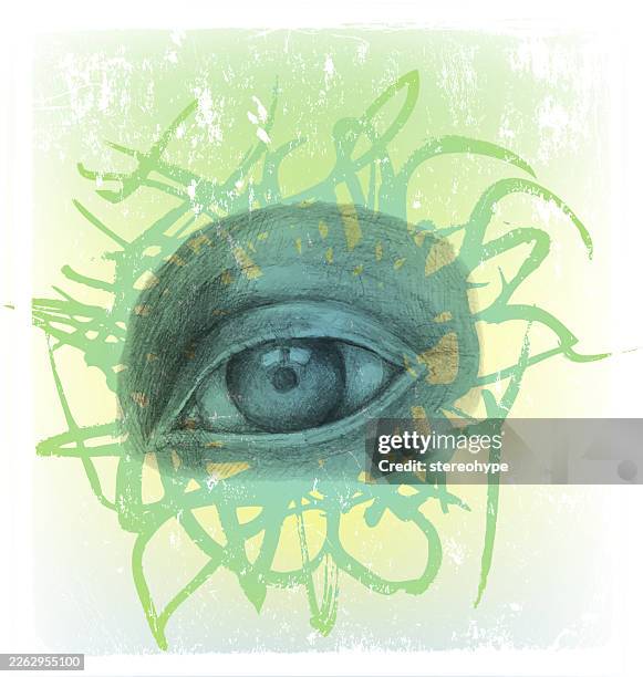 drawn eye - chakra pattern stock illustrations