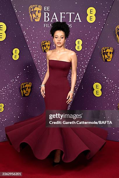 Chase Infiniti attends the EE BAFTA Film Awards 2026 at The Royal Festival Hall on February 22, 2026 in London, England.