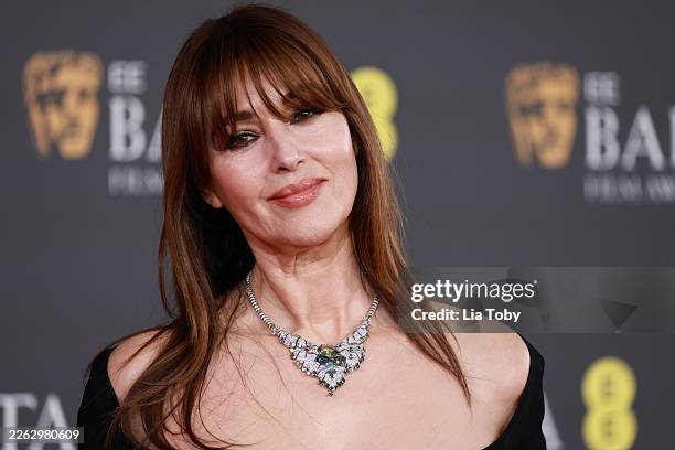 Monica Bellucci attends the 2026 EE BAFTA Film Awards at The Royal Festival Hall on February 22, 2026 in London, England.