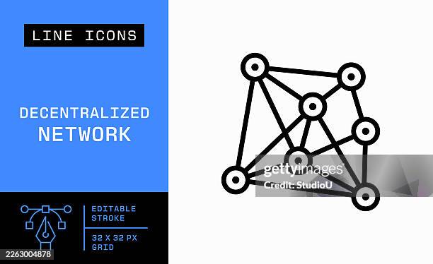decentralized network editable stroke line icon - computer network icon stock illustrations