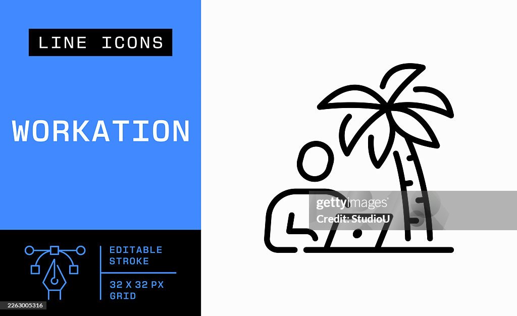 Workation Editable Stroke Line Icon