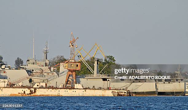Cuban coast guard ships docked at the port of Havana on February 25, 2026. Cuba's coast guard said on February 25 it shot dead four people and...