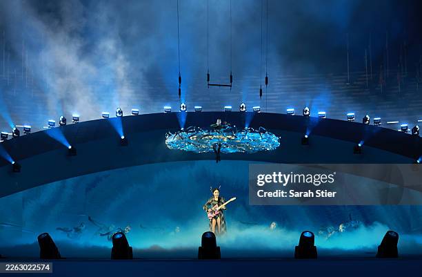 Joan Thiele performs a song during the Milano Cortina 2026 Winter Olympics Closing Ceremony on day sixteen of the Milano Cortina 2026 Winter Olympic...