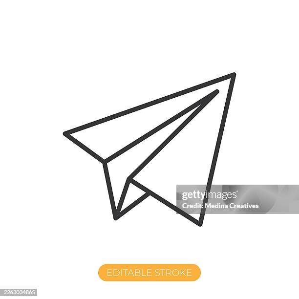 paper plane icon. editable stroke thin line icon - female engineer computer stock illustrations