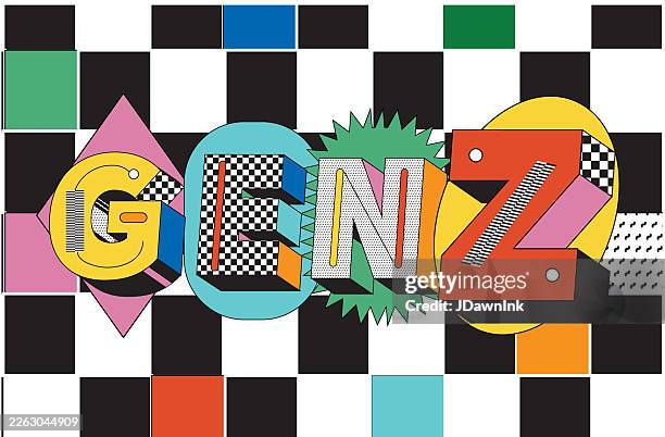 generation z or gen z generation name typography web banner design - generation z stock illustrations