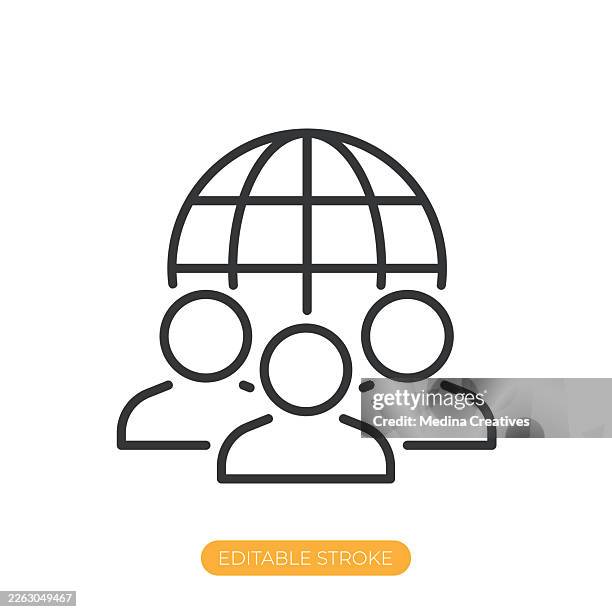 global workforce icon. editable stroke thin line icon - student organization stock illustrations