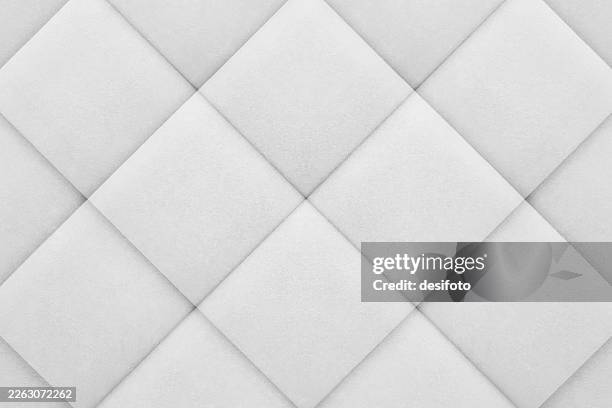 elegant defined three dimensional blank empty full frame checkered diamond pattern slanted checked 3d quilted tiled floor wall classic design serene pastel grayscale white gray vector background - white tile stock illustrations