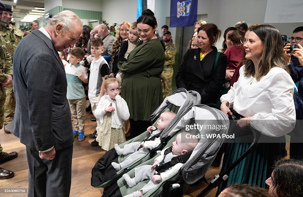 King Charles III Visits The 7th Air Defence Group Royal Artillery Units In Thorney Island