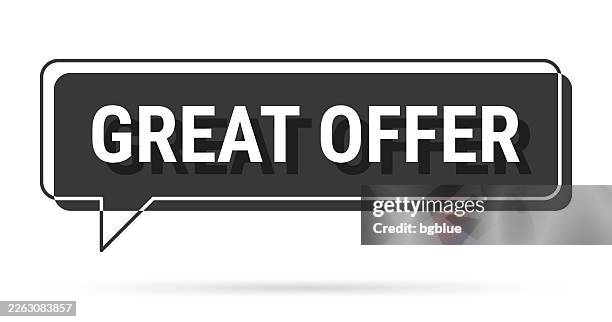 great offer - 3d black speech bubble on white background - bid stock illustrations