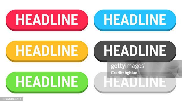 headline - colorful 3d click web buttons on blank background - orange web button stock illustrations