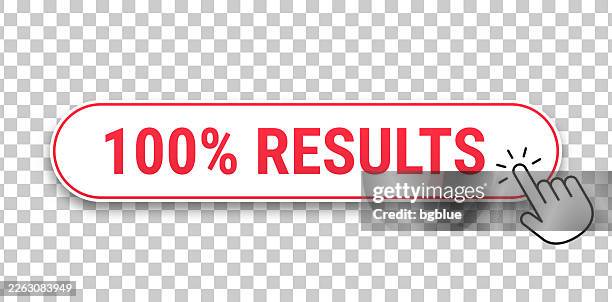 100% results - 3d click web button with hand cursor on blank background - input output stock illustrations