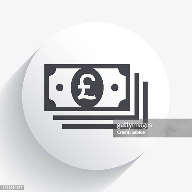 pound banknotes. icon on circle button with long shadow - pound note stock illustrations