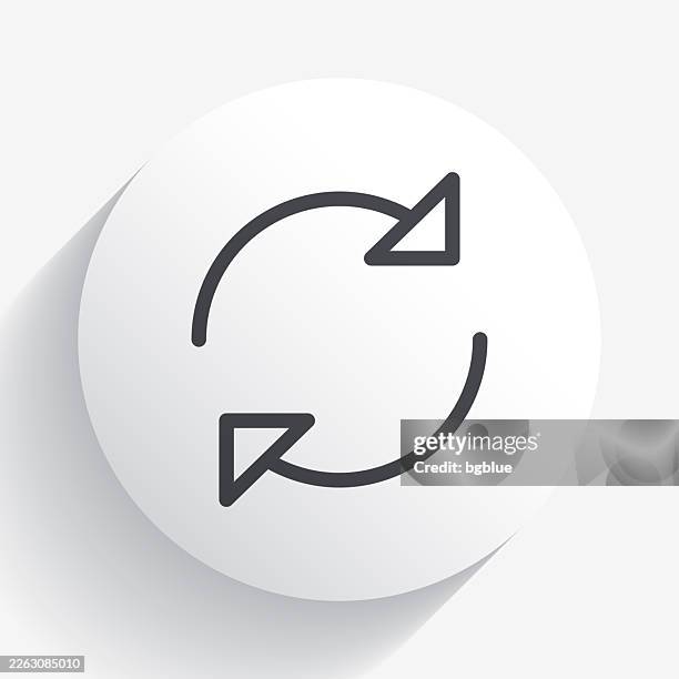 refresh. icon on circle button with long shadow - replay button stock illustrations