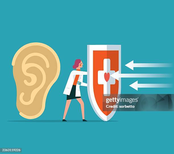 human ear protection - earlobe stock illustrations
