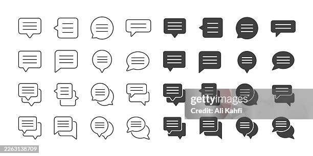 speech bubble icons collection. editable stroke. thin line and glyph solid style series icons - question icon editable stock illustrations