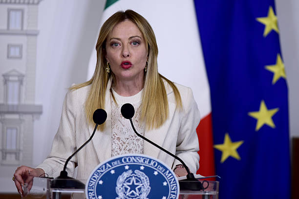 Italian Prime Minister Giorgia Meloni, speaking to the press after her meeting with the President of the Republic of Cyprus, Nikos Christodoulidis ,...