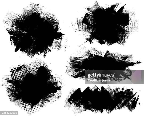 black distressed grunge paint textured vector illustrations - sooty stock illustrations